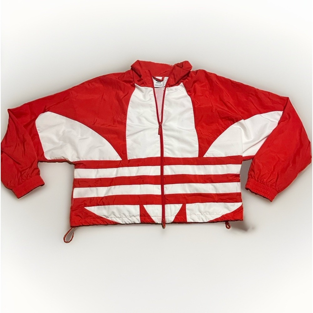 Adidas Originals Big Trefoil Full-Zip Windbreaker Jacket Women's Size Large Red